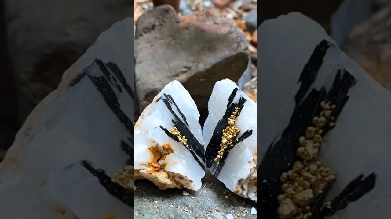 White quartz stone with gold nuggets inside//hiburan gaes!! #gemstone
