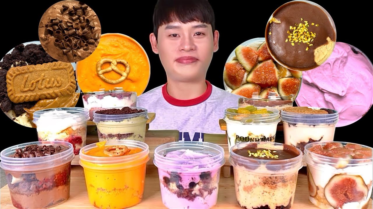 ASMR 떠먹는 스콘과 떠먹는 바스크 치즈케이크 초코 황치즈 두바이 무화과 먹방~!! Cup Scone With Cup Cheese Cakes MuKBang~!!