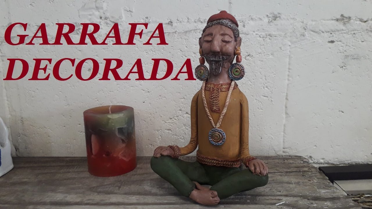 DIY - GARRAFA DECORADA - RECICLANDO GARRAFAS DE VIDRO  @luci buzo