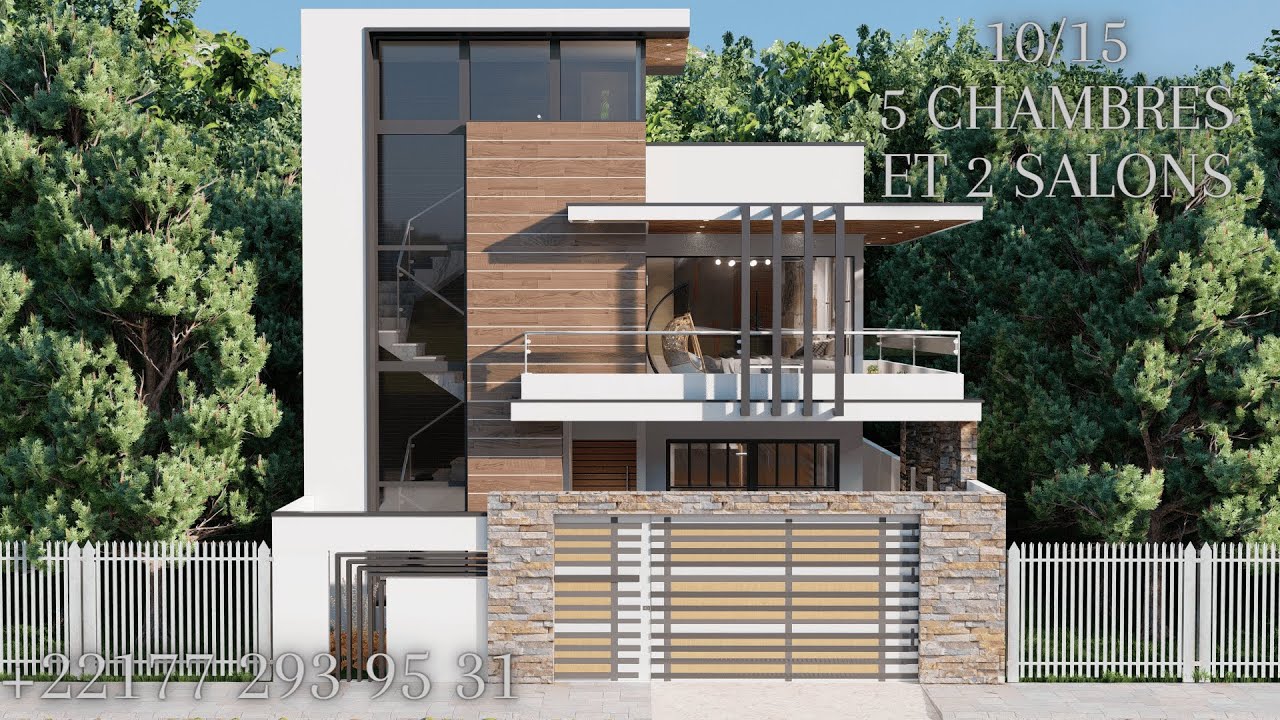 Plan moderne sur 150m2 (10X15) avec 5 chambres et 2 salons Dakar Sénégal