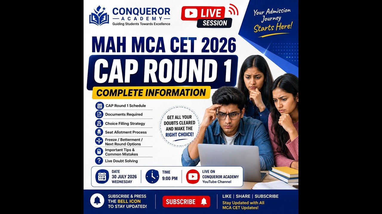 🚨 MCA CET 2026 CAP Round 1 Complete Guidance | Choice Filling, Seat Allotment | LIVE