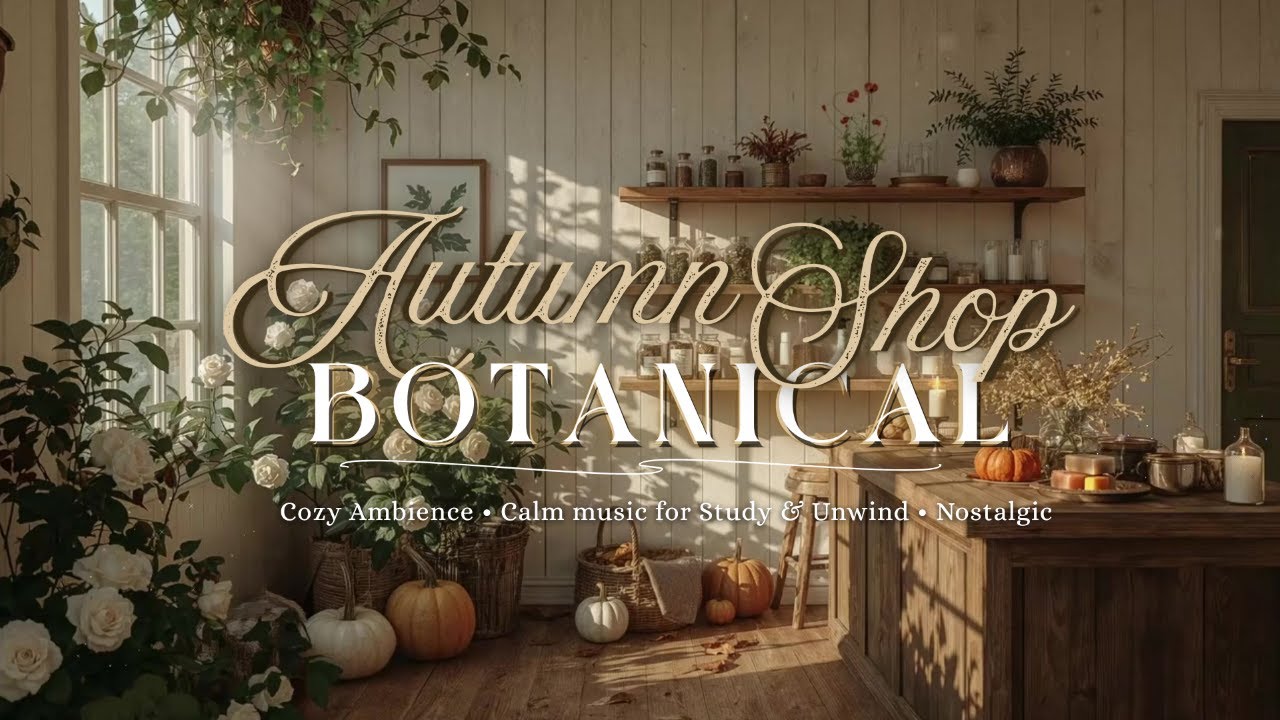 Autumn Botanical Shop Ambience 🍂 Acoustic Piano, Candlelight & Cozy Fall Atmosphere