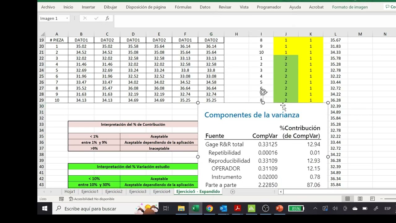 Estudio R&R EXPANDIDO Minitab   Ejemplo3