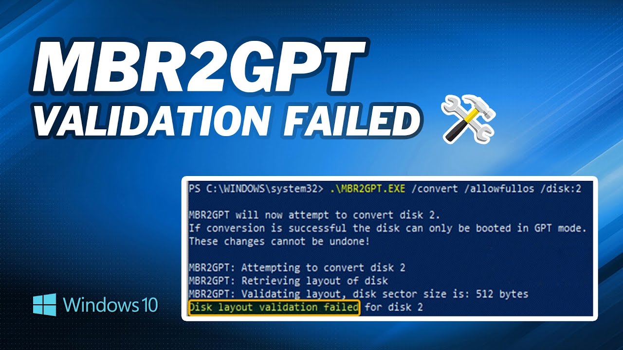 Как исправить ошибку проверки MBR2GPT в Windows 10