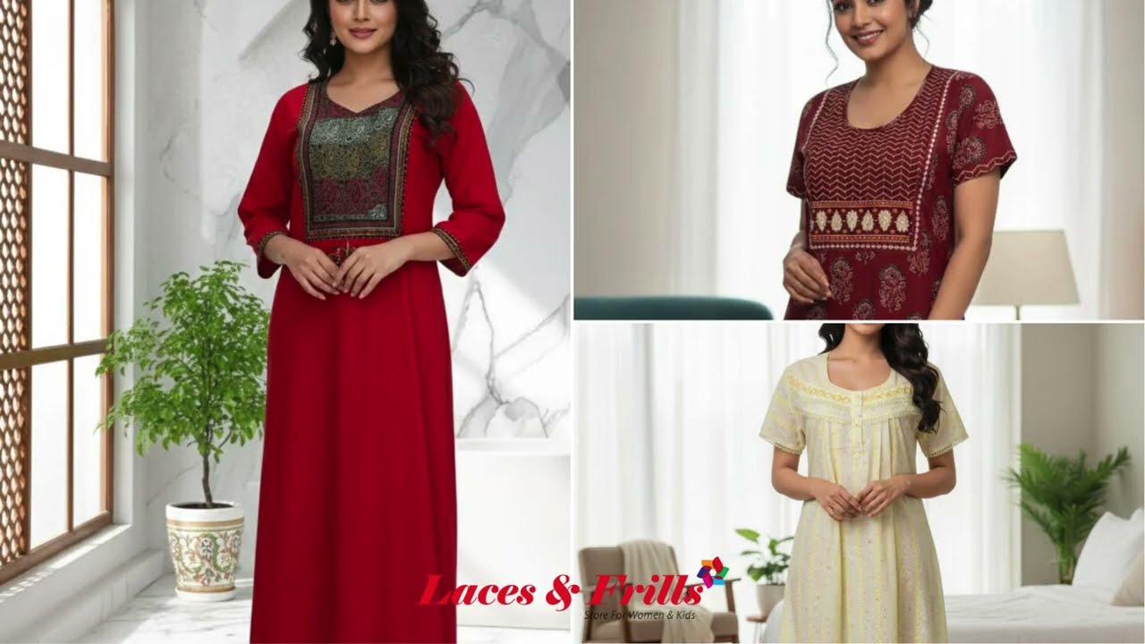 Sleep in Style: Chikankari, Cotton, & Luxury Embroidered Nighties Collection