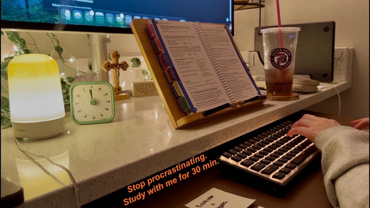 study with me for 30 min | alarm | real time | background noise | no music 