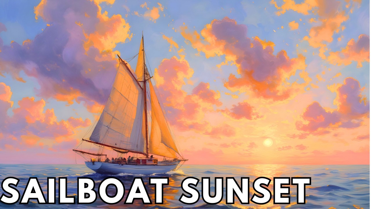 Sunset Sailboat Art for Samsung Frame TV | Relaxing Ocean Wall Art (4K)