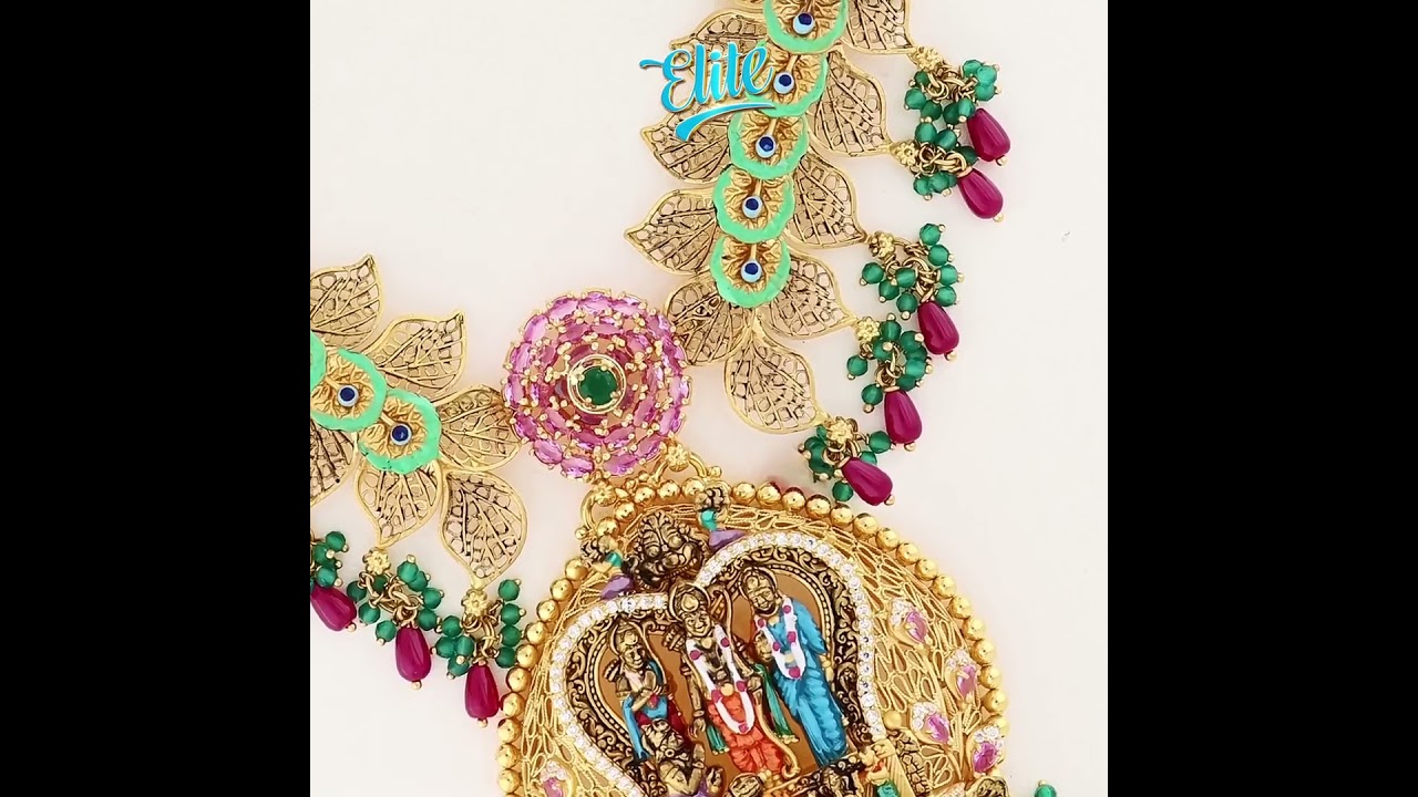 ✨ Священное великолепие: эффектное золотое колье Heritage с павлином и храмом 👑 