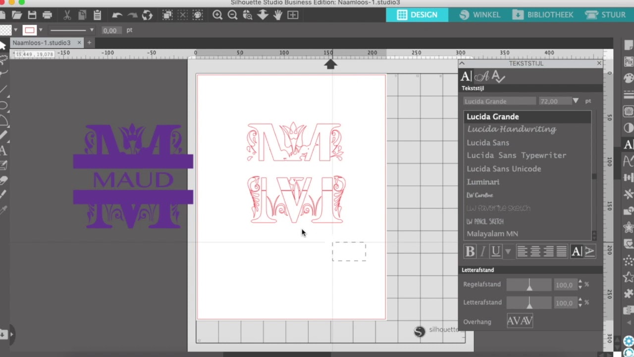 Silhouette Studio 4.2 - Split-Letter - 't Knutselkamertje