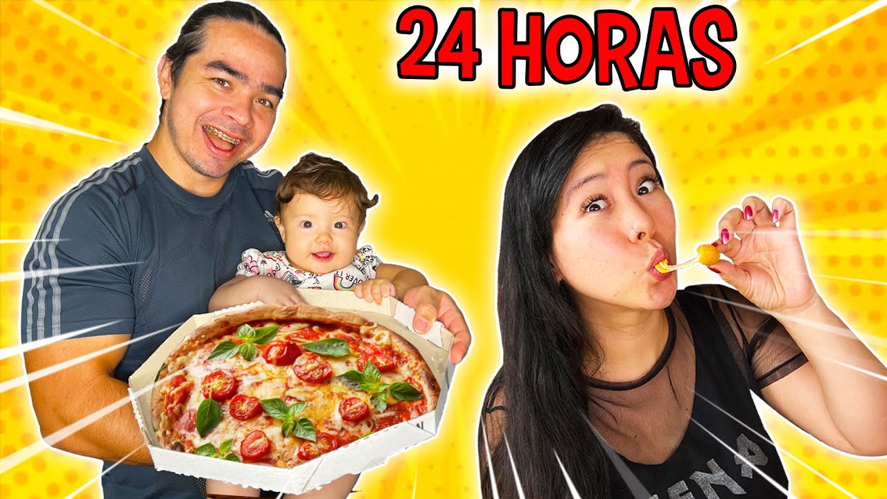 24 HORAS SÓ COMENDO COMIDA DO APLICATIVO QUE A EMY DECIDIU 2 | Maru e Bomba