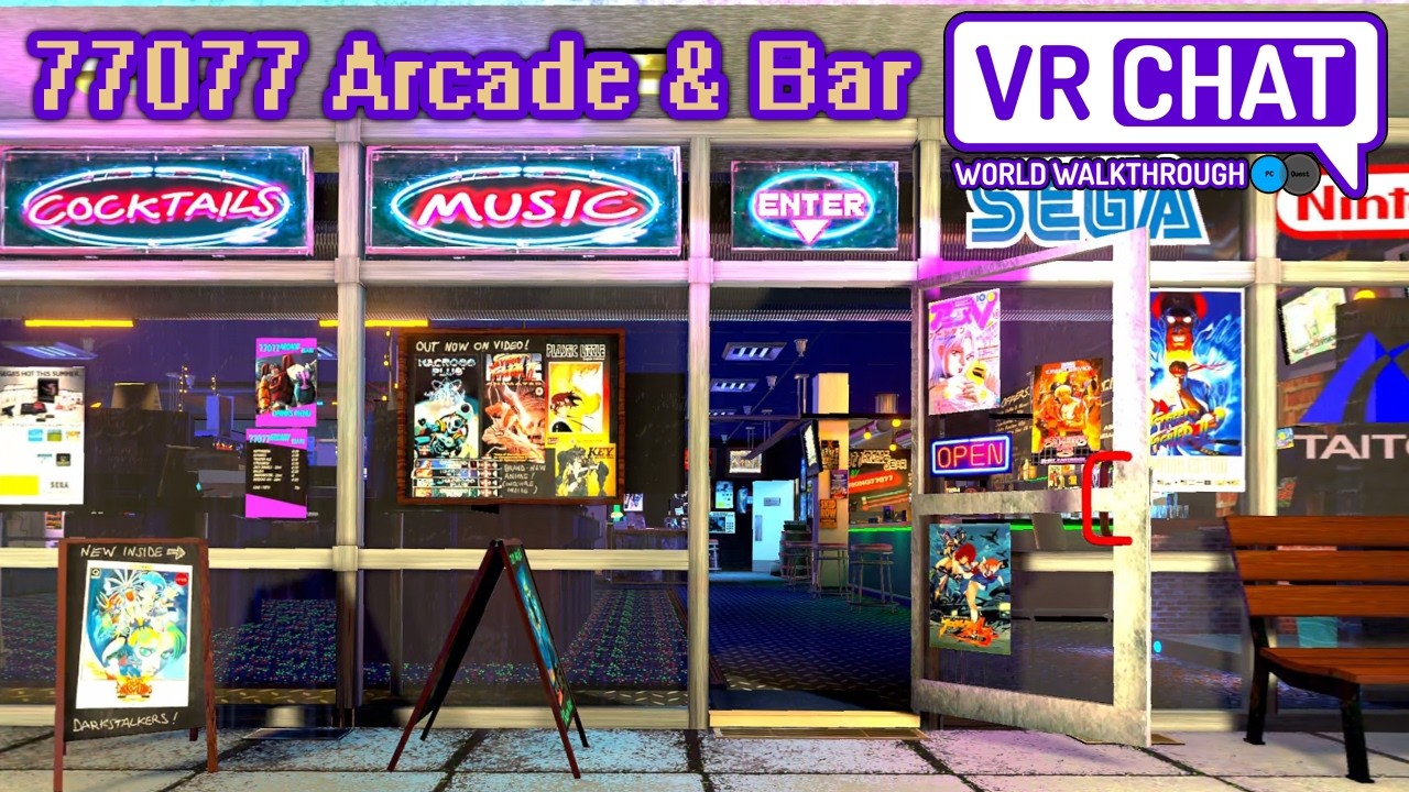 77077 Arcade ＆ Bar - VRChat World Walkthrough