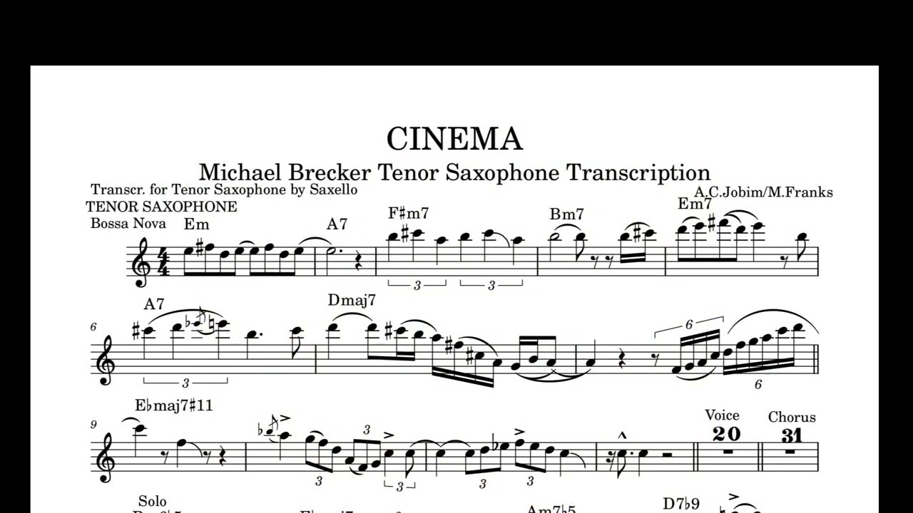 Michael Brecker Tenor Saxophone Transcription on 