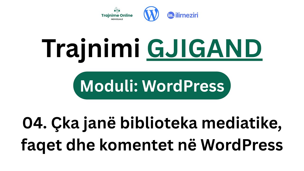 04. Çka janë biblioteka mediatike, faqet dhe komentet në WordPress