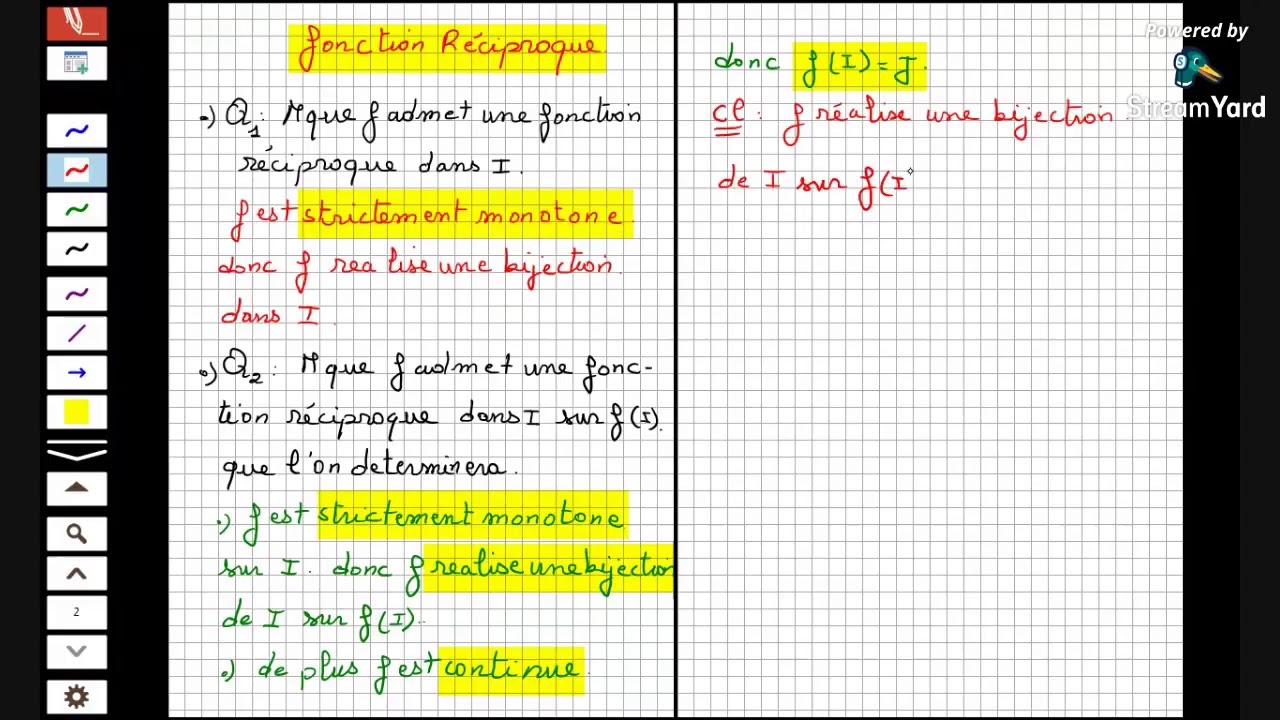 Fonction R&eacute;ciproque