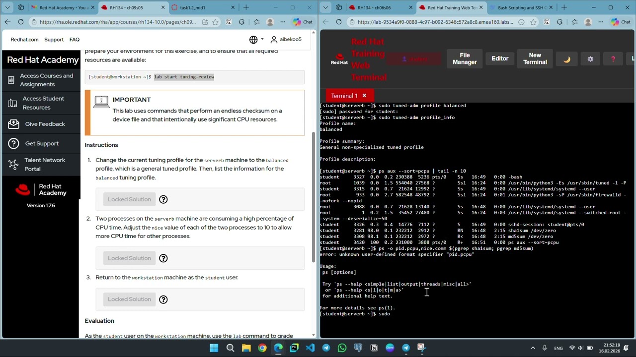 Red Hat System Administration II 10 0  Section 9 5 Lab Tune System Performance