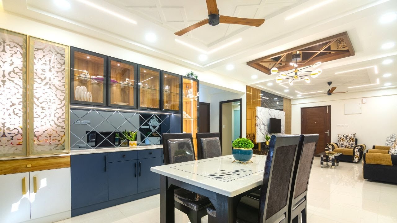 This #3bhk is designed to add reflections to the space | Hyderabad | #RamkyOneGalaxia | #OliveSpace