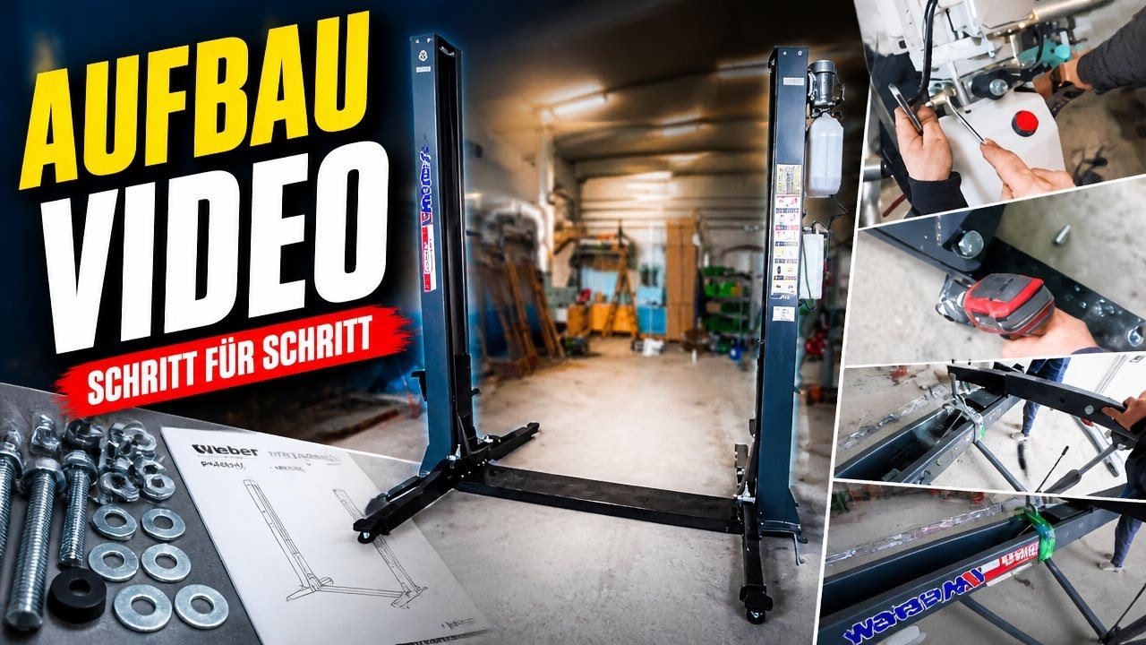 2 post lift WEBER Profi Series P4000G with base frame for loose ground assembly