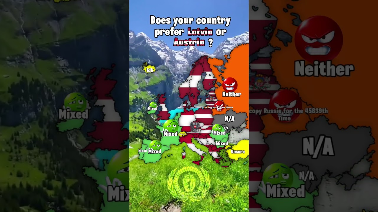 Does your country prefer Austria or Latvia 🇱🇻 🇦🇹 | #europe #geography #mapping #austria #latvia