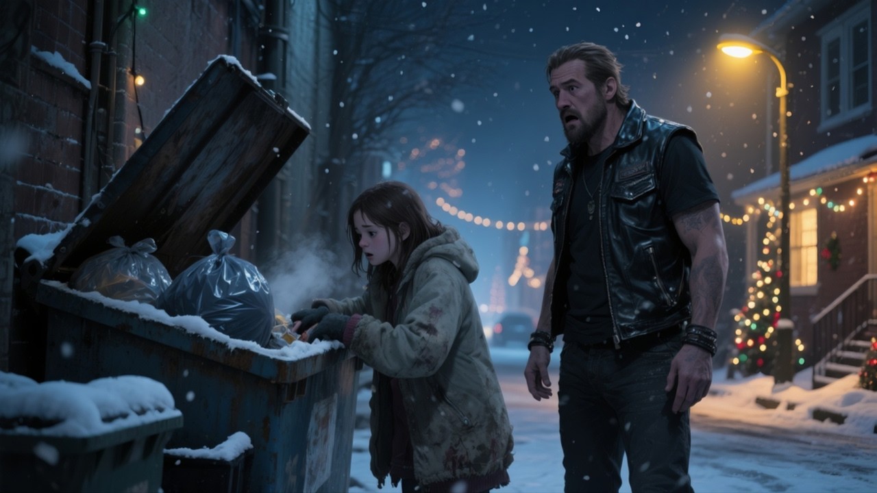 A Hells Angel Found His Only Daughter Searching Through Trash on Christmas Eve—and the Truth Stun...