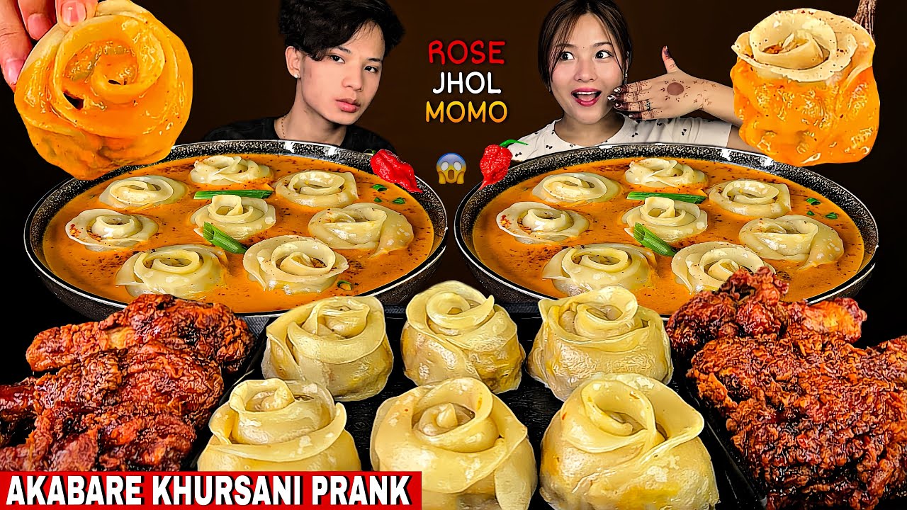 SPICY BUFFALO ROSE JHOL MOMO MUKBANG😍🔥| DEADLY AKABAREY KHURSANI PRANK ON MY BOYFRIEND🌶️🔥| #mikasa 
