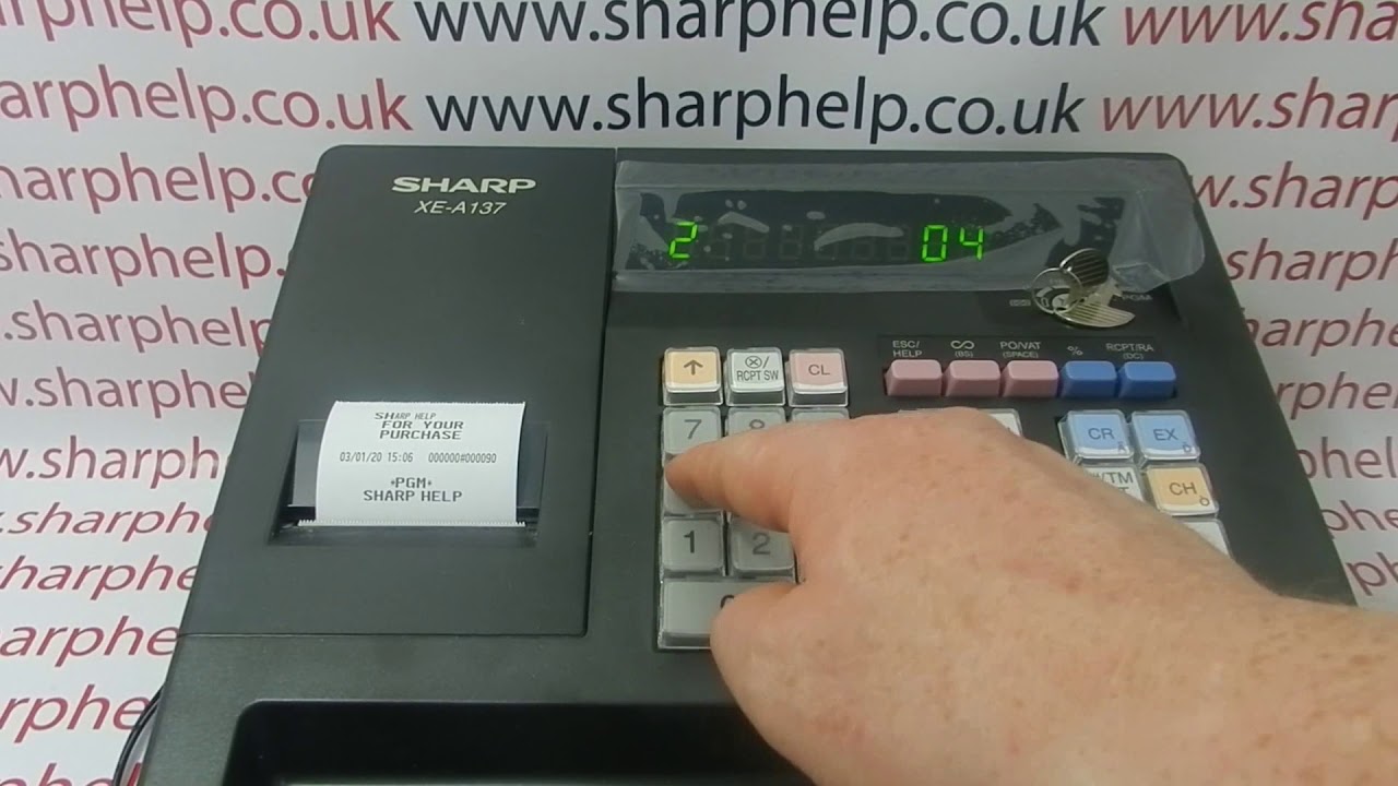 How To Program Your Shop Name On Till Receipt Sharp XE-A137 / XEA137 / XE-A147 / XEA147