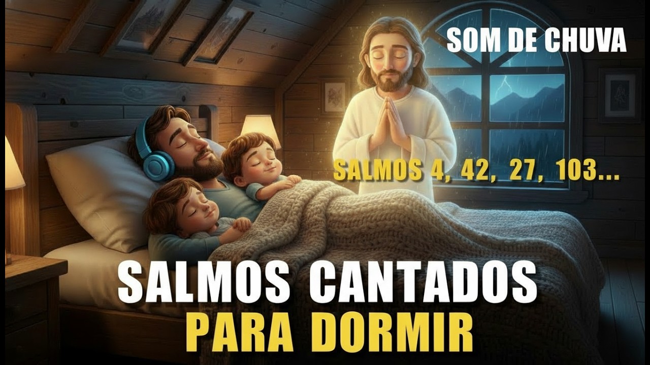 SALMOS CANTADOS PARA DORMIR 🌙 Som de Chuva + Salmos 4, 42, 27 e 103 | Durma em Paz com Deus