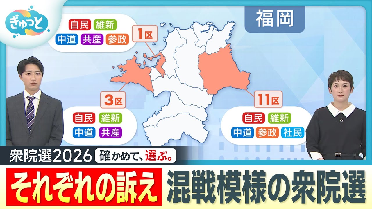 【衆院選】福岡“混戦”の選挙区では「福岡１区」「福岡１１区」【ぎゅっと】（2026年2月2日OA）