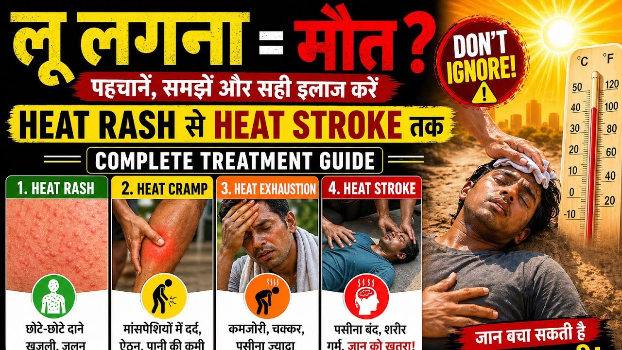 &ldquo;लू लगना क्या है?Heat Stroke vs Exhaustion vs Cramp vs Heat rash| #drniteshraj Complete इलाज  Hindi 