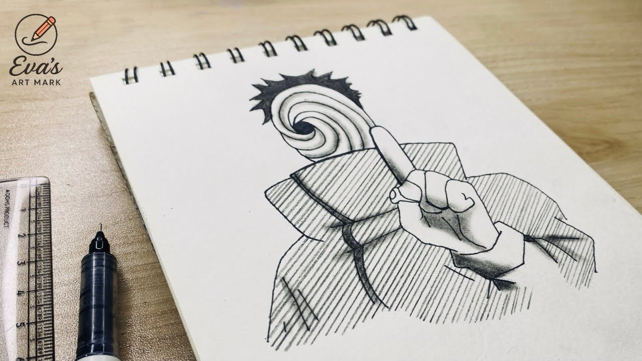 How to draw Obito Uchiha (Tobi) 🌀 | Naruto shippuden | anime art step by Step 