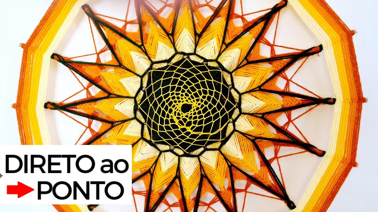 🔴  Mandala de Lã 16 Pontas Girassol DIRETO ao PONTO