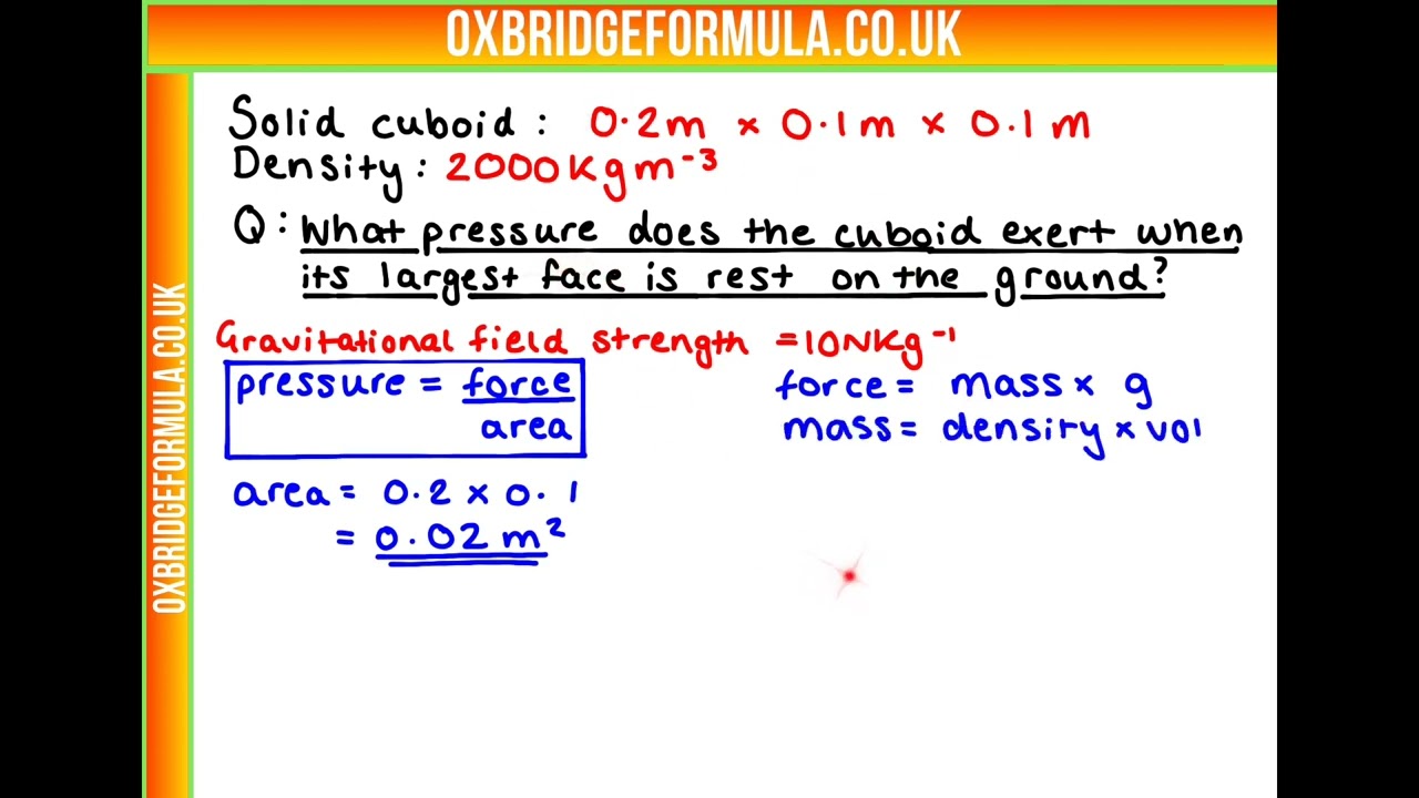 BMAT 2021 Section 2 - Q11 (Phys) - Cuboid Pressure.mov - Worked Solution