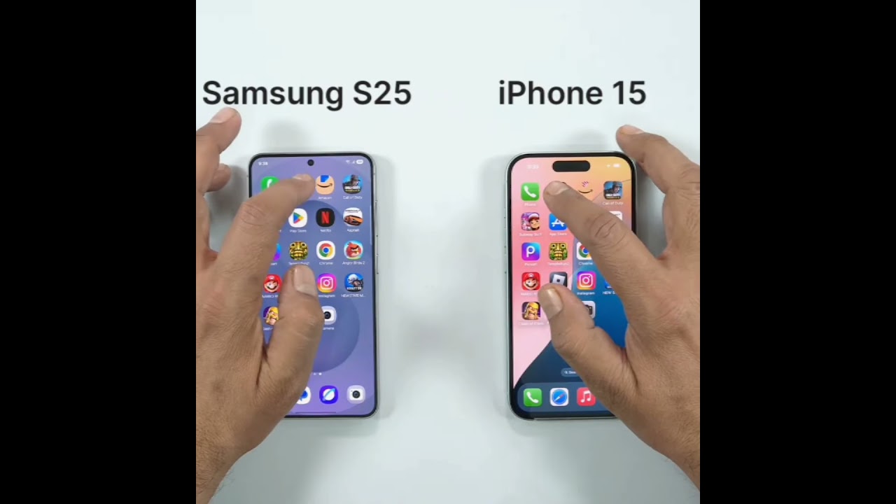Samsung s25 vs iphone 15 speed test #shorts#smartphone