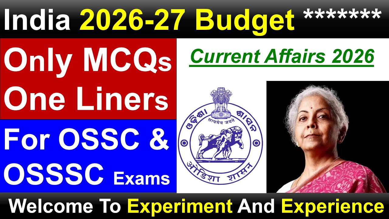 India Budget 2026-27 MCQs #osscexam #ossccgl #opsc #odishapolice #ossscri