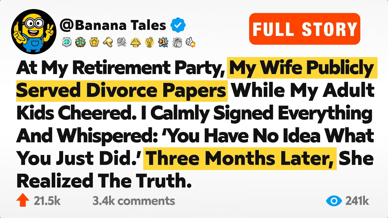 At My Retirement Party,My Wife Publicly Served Divorce Papers While My Adult Kids Cheered.I Calmly..