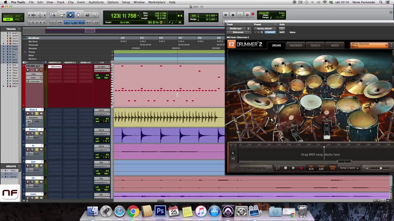 EzDrummer - Separando as peças da bateria no Pro Tools 10
