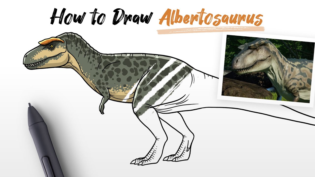 How to Draw Albertosaurus dinosaur from Jurassic World Easy Step by Step