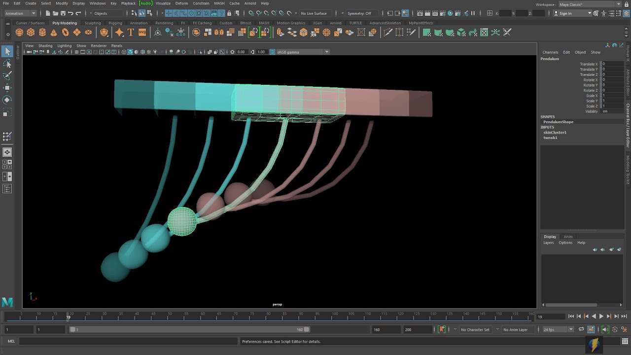 Maya Animation- A Rigged and Skinned Pendulum