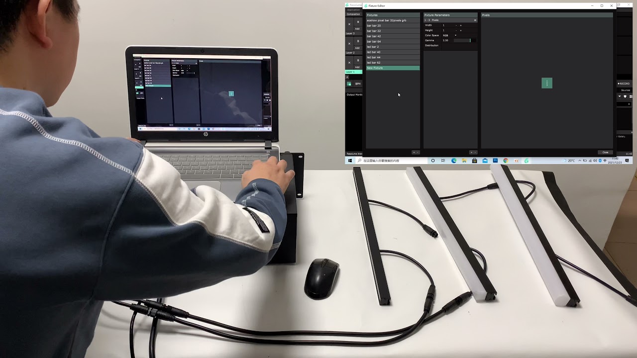 Aoshowled@ Training How to use Resolume Arean connect PSAC box Control WS2812B Pixel Strip Bar Tube