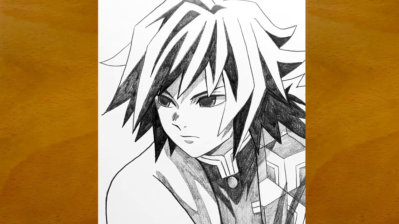 How to Draw Giyu Tomioka Step by Step || Easy Anime Drawing || Demon Slayer Sketch