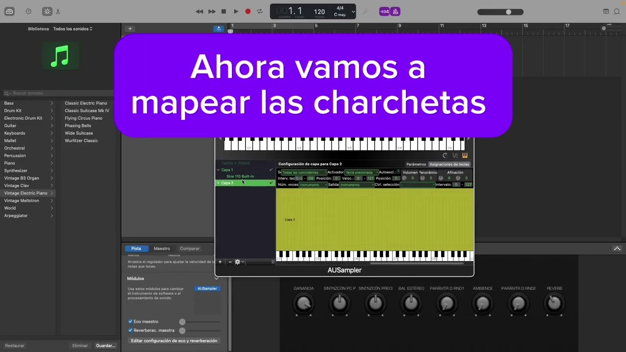 Cómo mapear samples en Garage Band