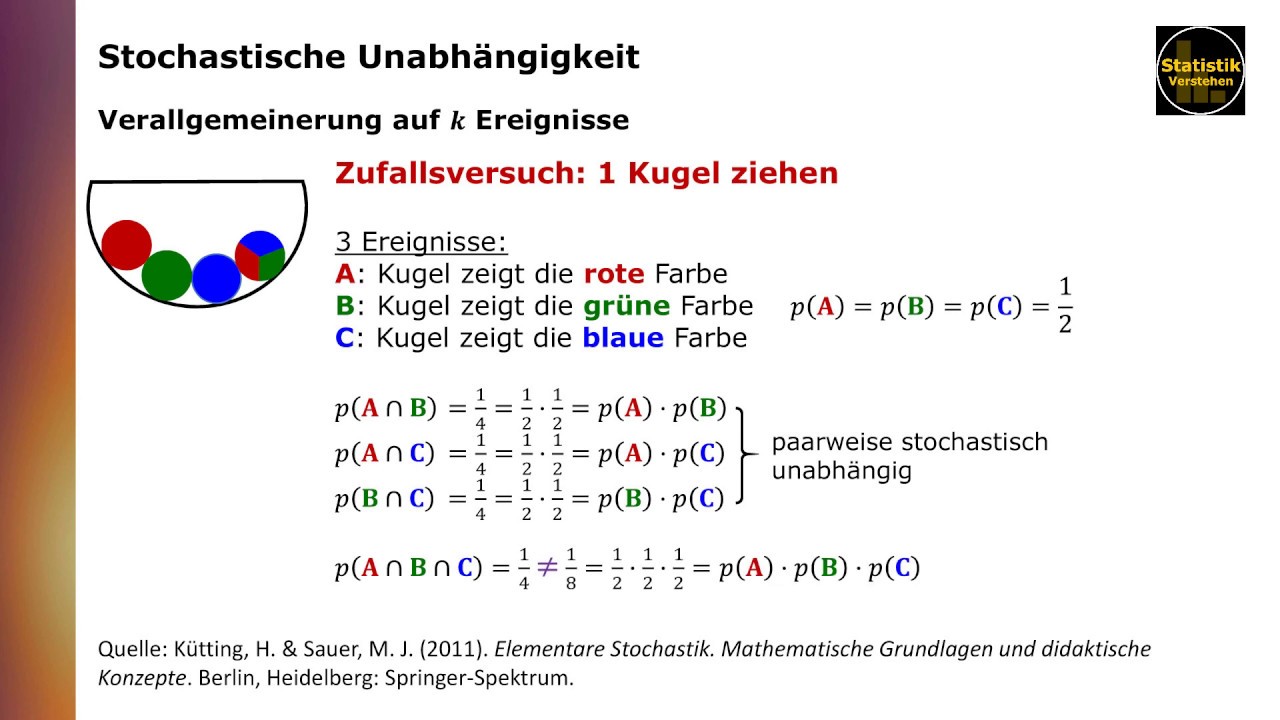 Stochastische Unabh&auml;ngigkeit: Verallgemeinerung auf mehr als 2 Ereignisse