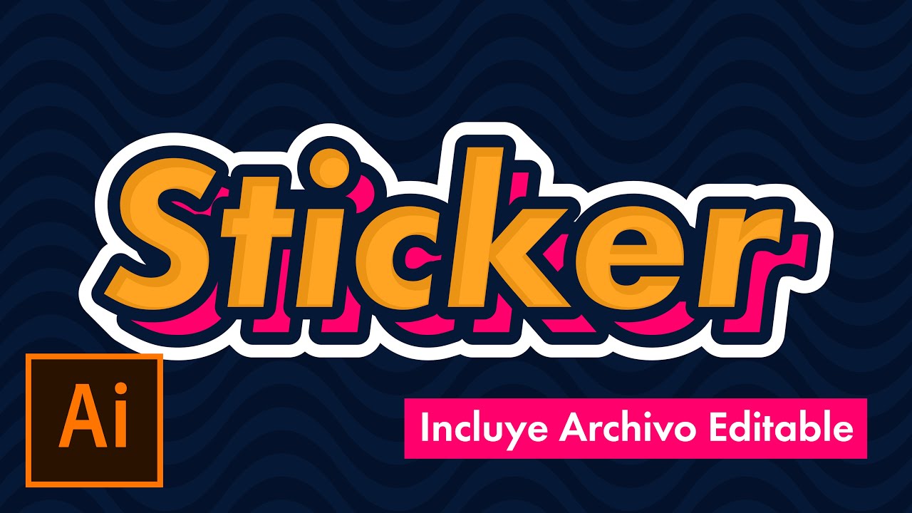 Efecto Texto Sticker Editable en Illustrator (Archivo Editable) | Tutorial Diseño Gráfico