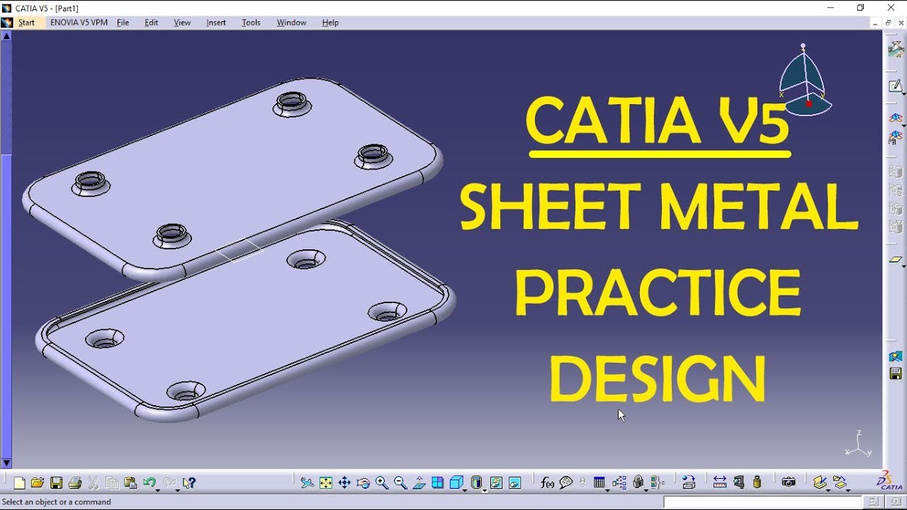 CATIA V5 SHEET METAL PRACTICE DESIGN 2 for beginners | CATIA Practice | CAD Designs