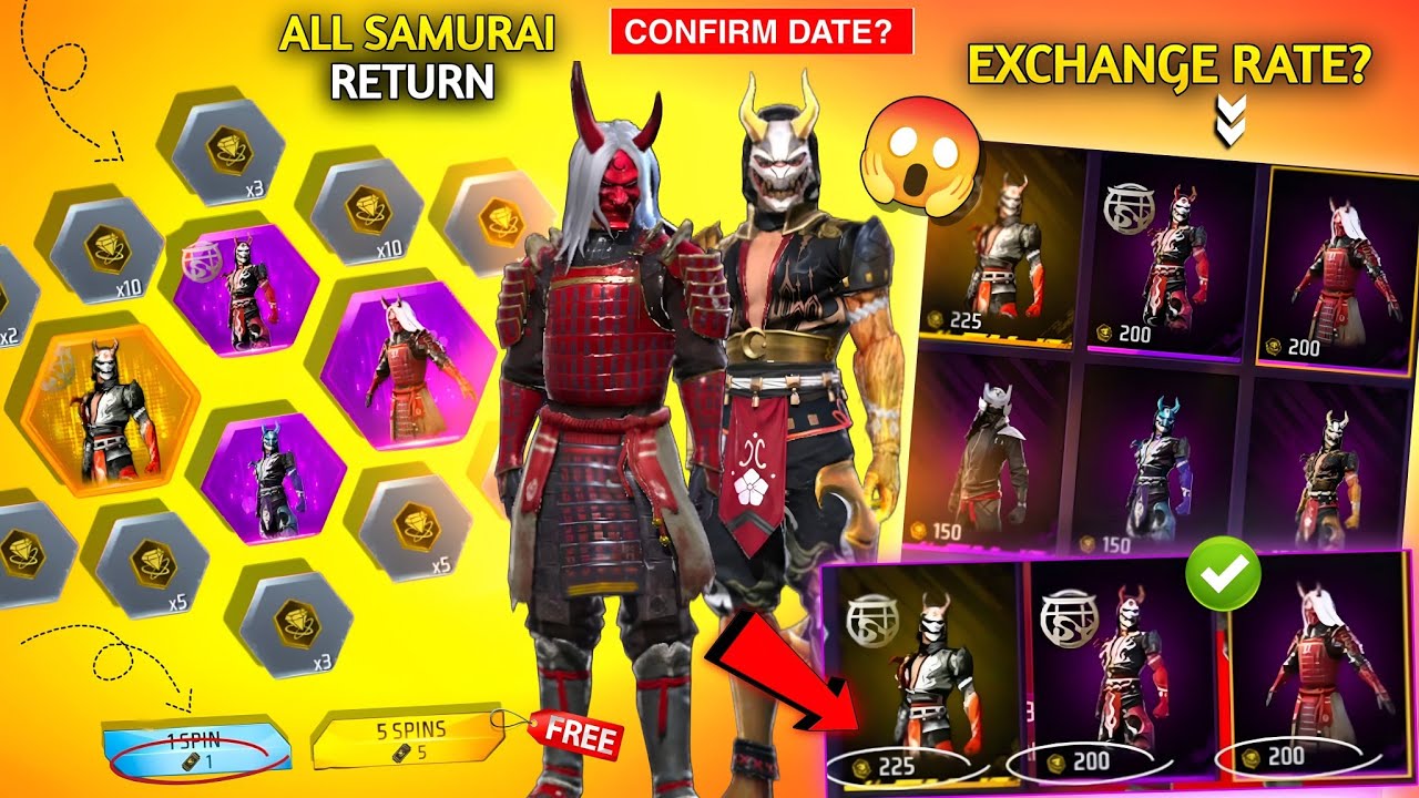 TOKEN EXCHANGE💥 Zombie Samurai Bundle Return😱🎉|Bloodmoon, Samurai| free fire new event| ff new event