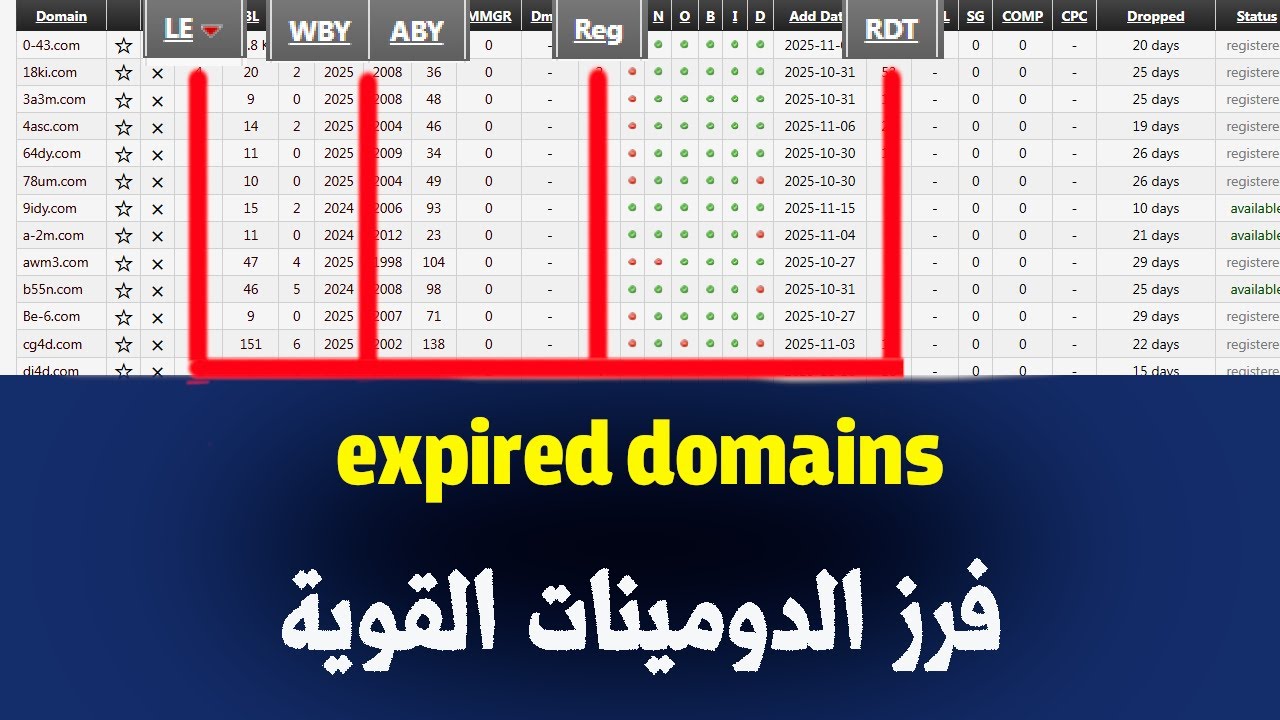 تحليل الدومينات القوية داخل موقع expired domains