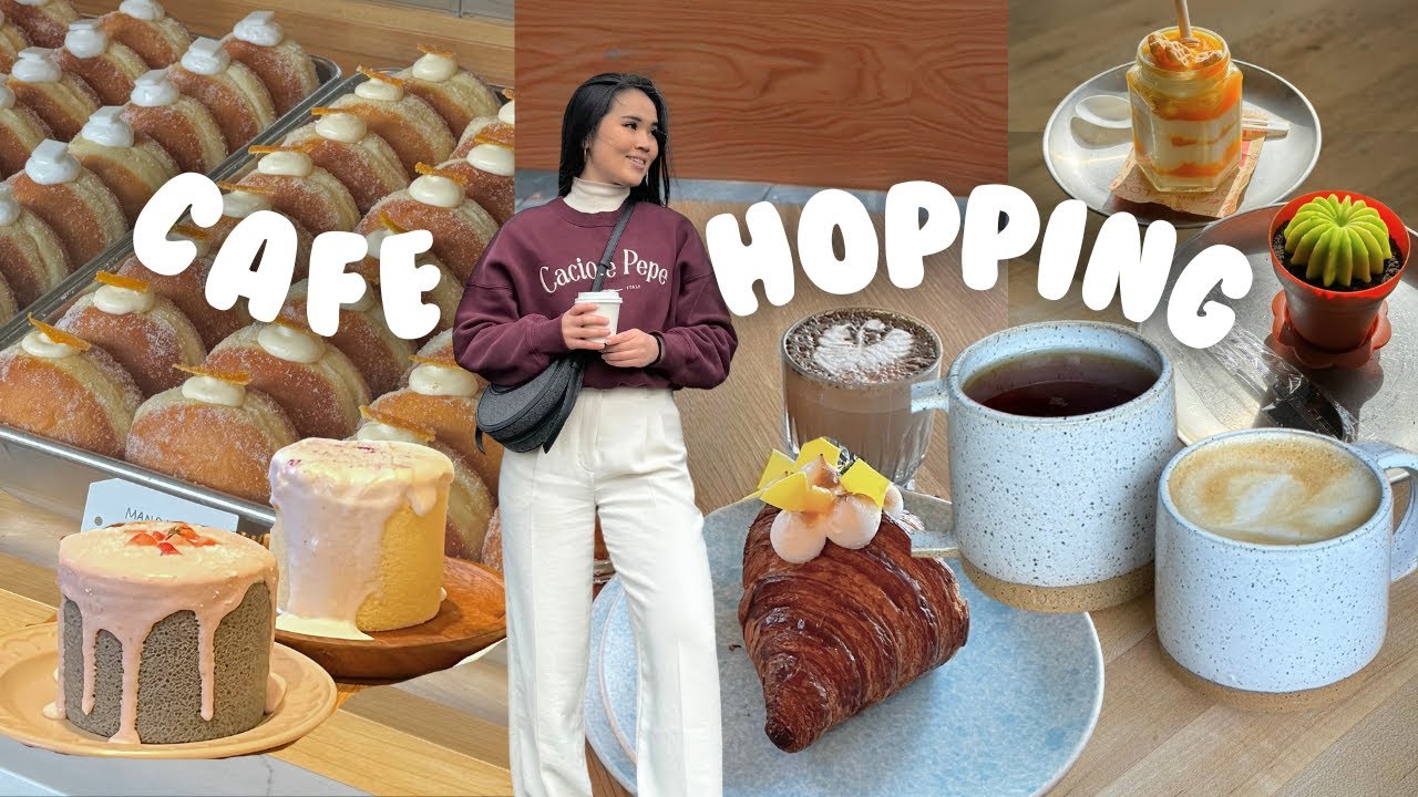 cafe hopping vlog 🌼 🥐☕️ aesthetic dessert cafes, brioche donuts, mini cakes, trendy coffee shops