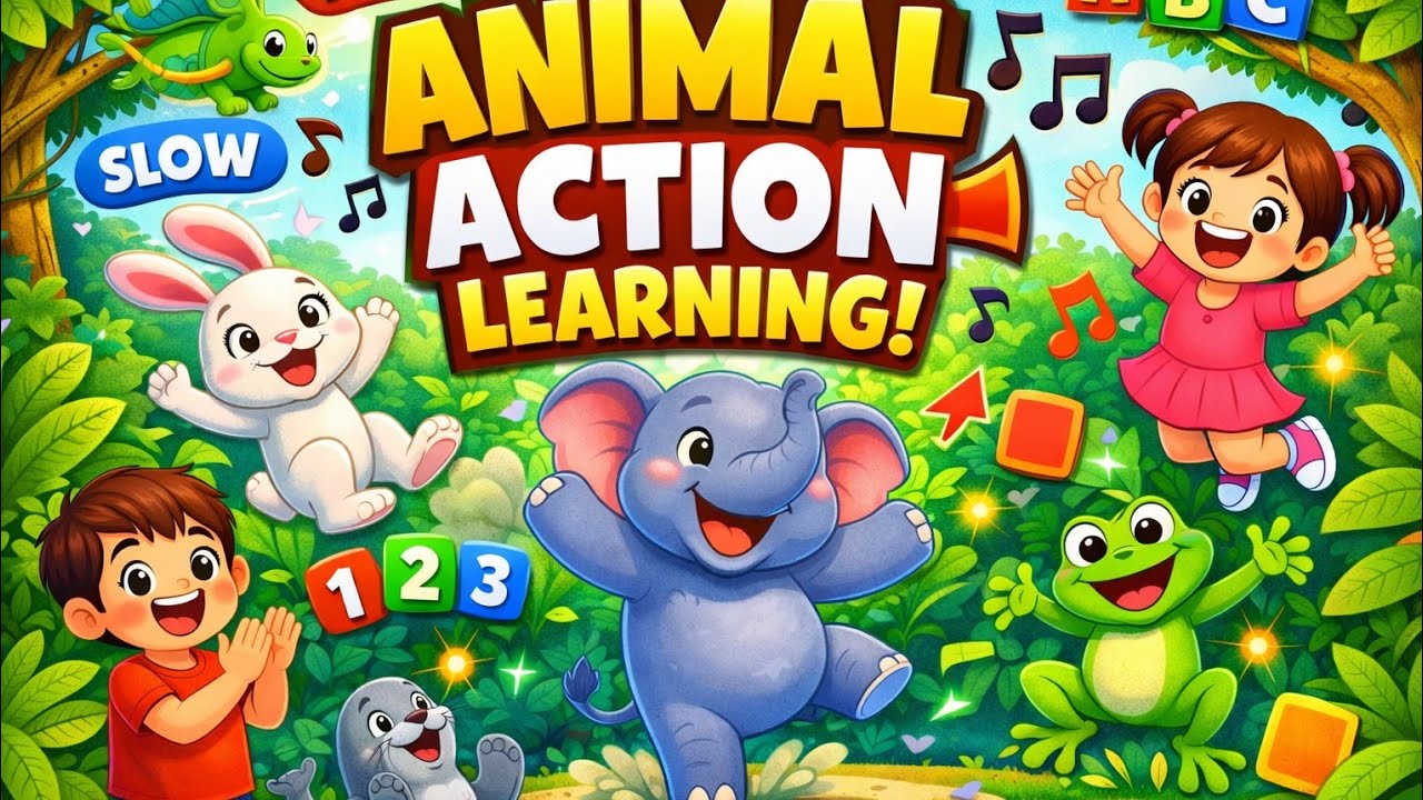 🐘🐰 Animal Action Learning Song for Kids | Fun Dance + Education #KidsSong#LearningSong#AnimalSong