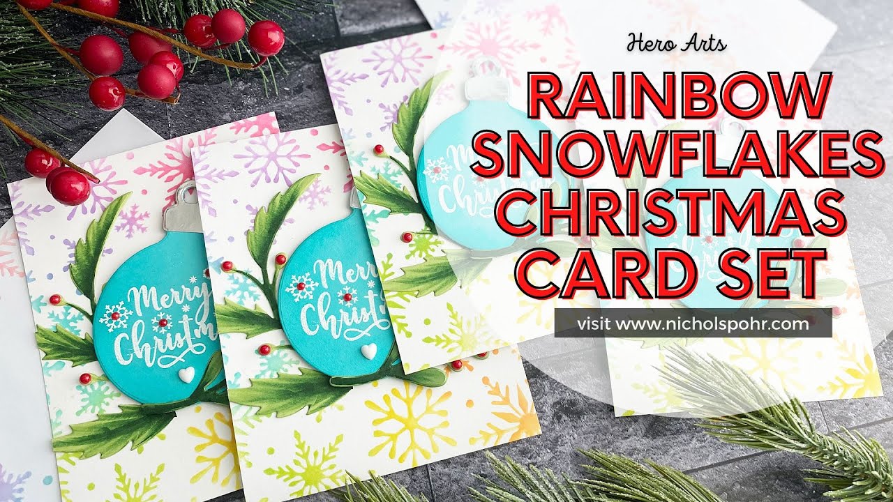 Rainbow Snowflakes Christmas Card Set (Hero Arts)