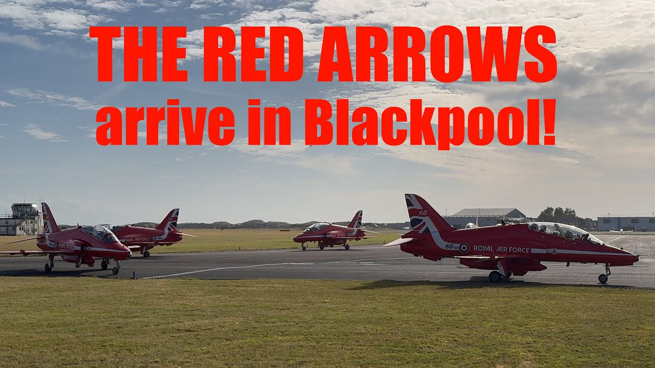 The Red Arrows arrive at Blackpool Airport for 2024s Airshow 🗼✈️