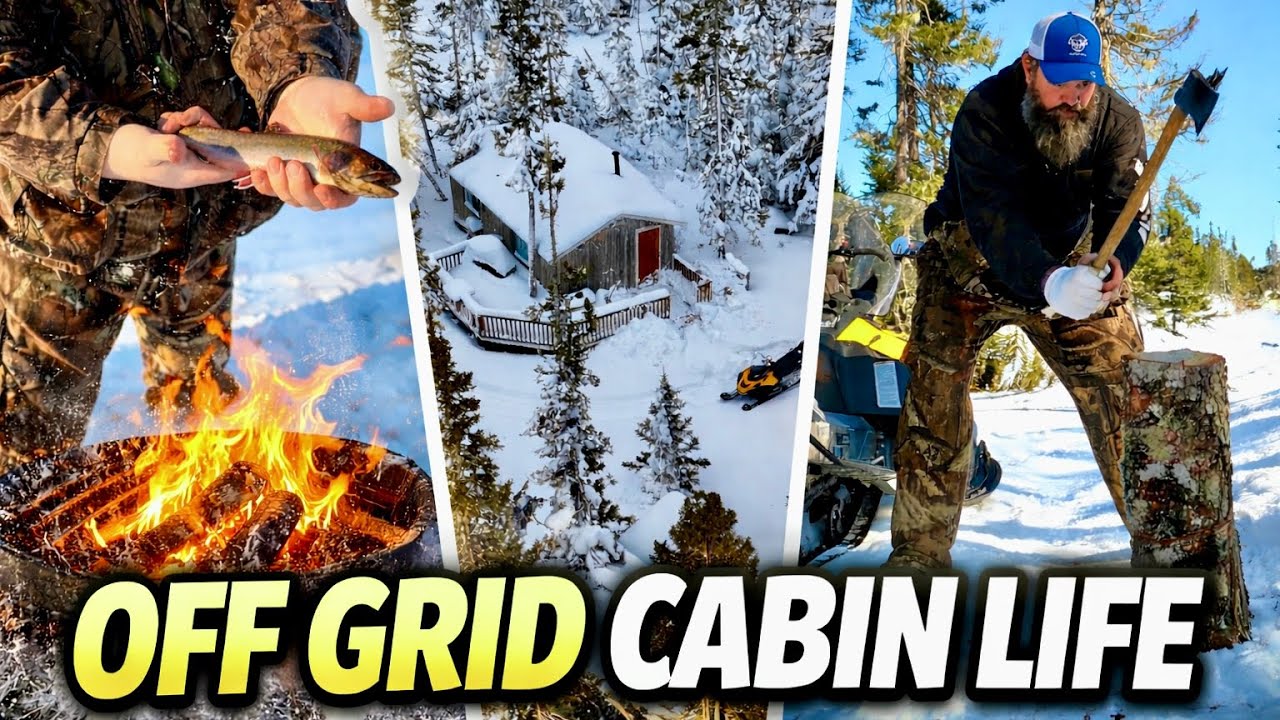 ❄️Winter weekend at My Off-Grid Cabin – Ice Fishing, Firewood & Outdoor Cooking🔥